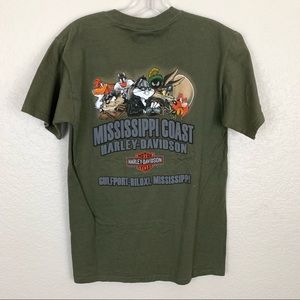 Harley Davidson Looney Tunes graphic t shirt green